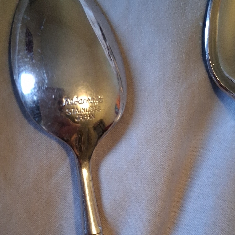 Set Of Four Rebacraft Stainless Japan Salad Spoons Royal-Bamboo Style Handles - Picture 2 of 6